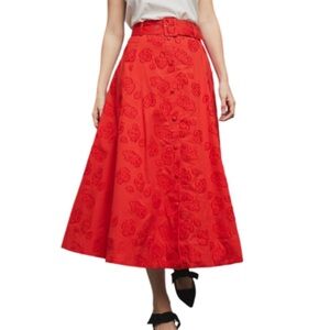 Anthropologie Red A-Line Skirt